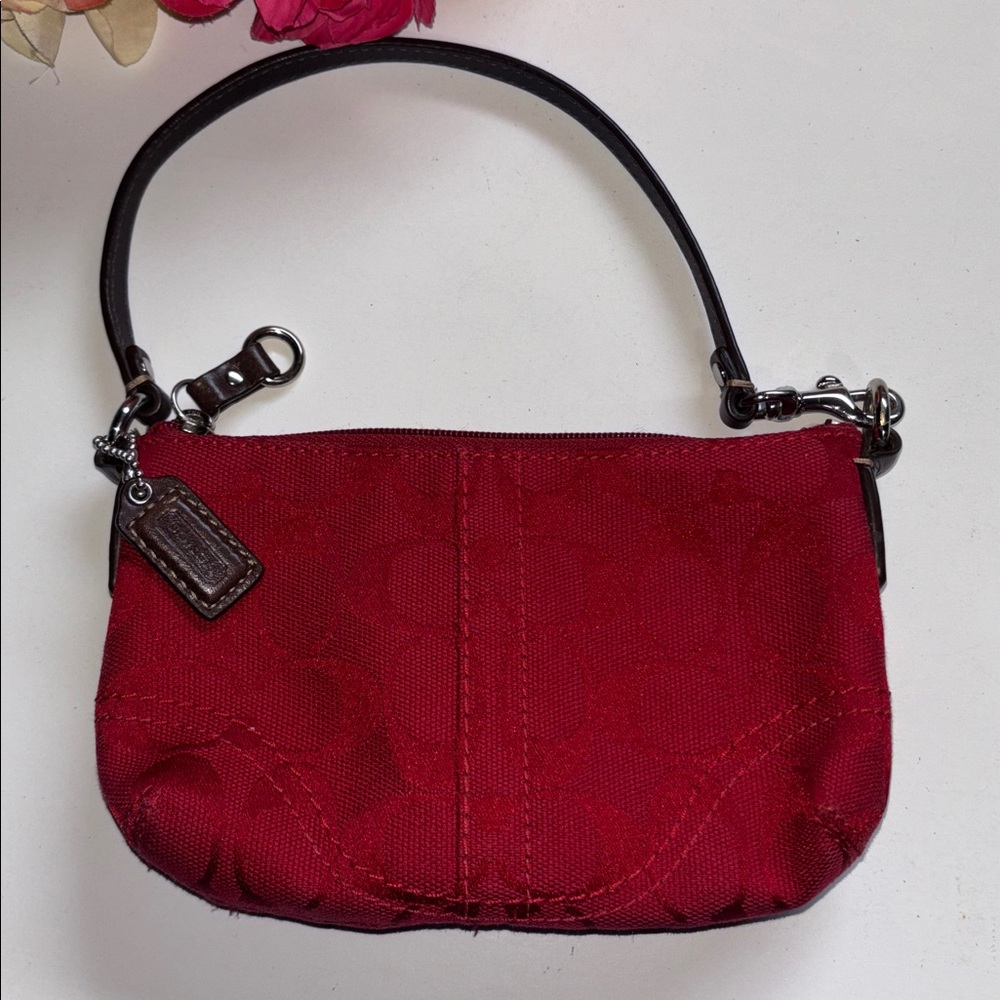 Coach Signature Mini Shoulder Bag Red MINI COACH RED SIGNATURE PURSE Y2K - Picture 10 of 17